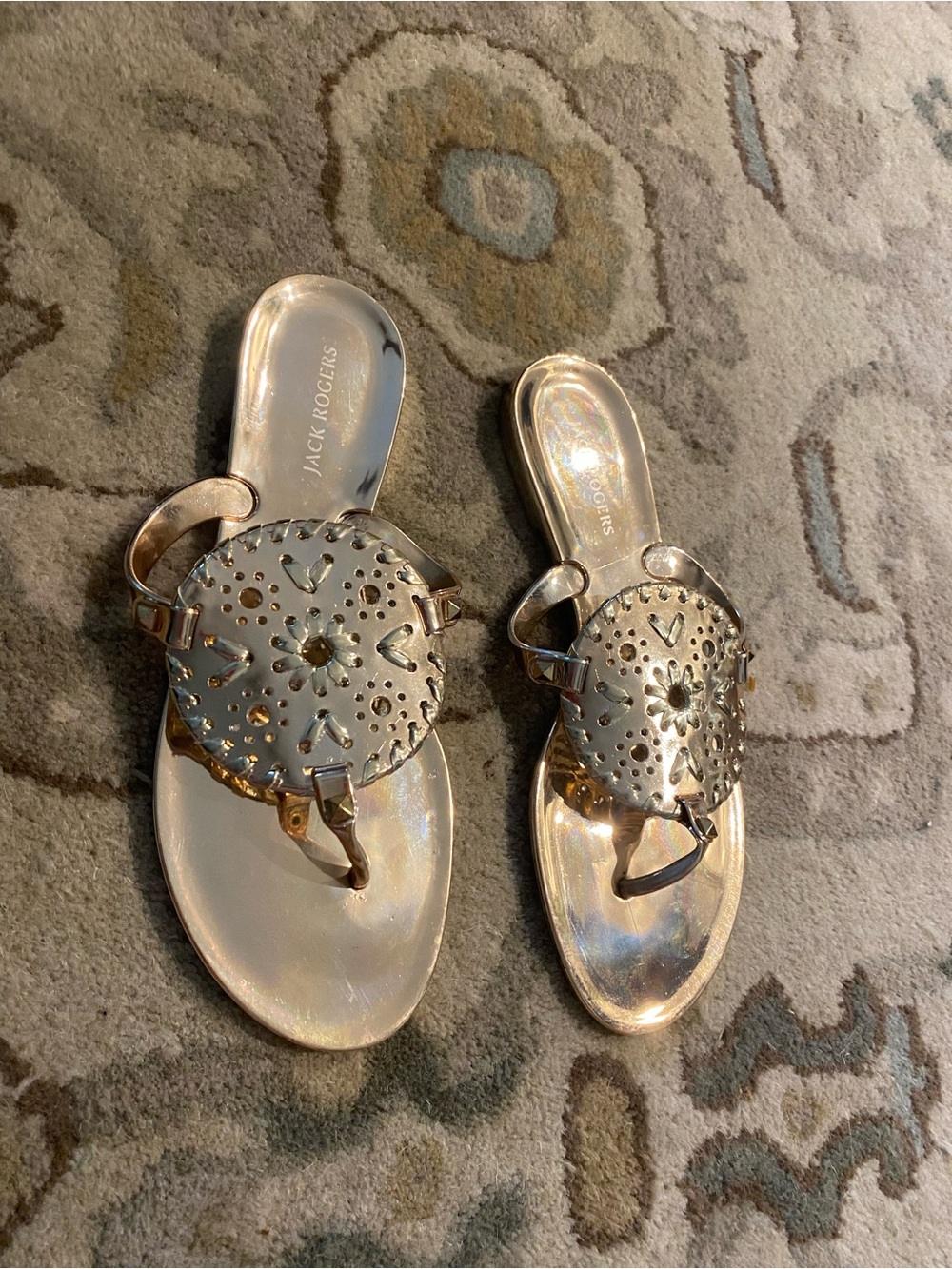 Size 5 Jack Rogers Rose Gold Miller-Style Cutout Sandals
